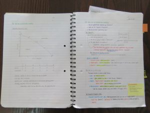 Students using notes to answer questions